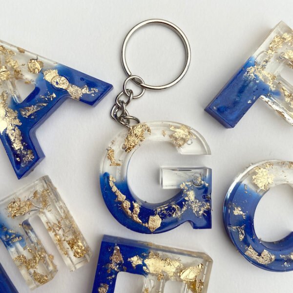 Sleutelhanger donkerblauw en goud