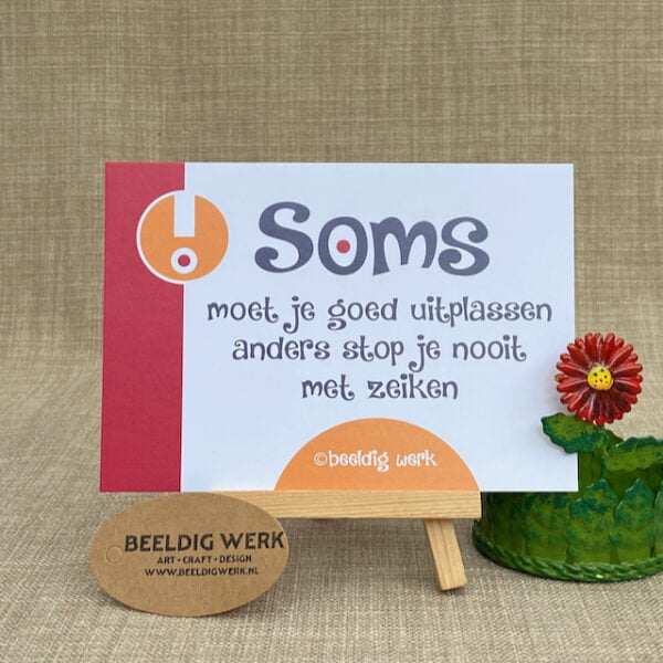 Nummer 14 uit humorvolle SOMS kaartenlijn van Beeldig Werk.