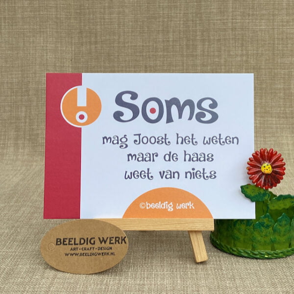 Nummer 15 uit humorvolle SOMS kaartenlijn van Beeldig Werk.
