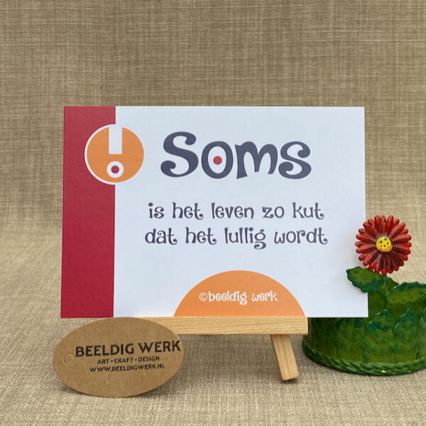 Nummer 7 uit humorvolle SOMS kaartenlijn van Beeldig Werk.
