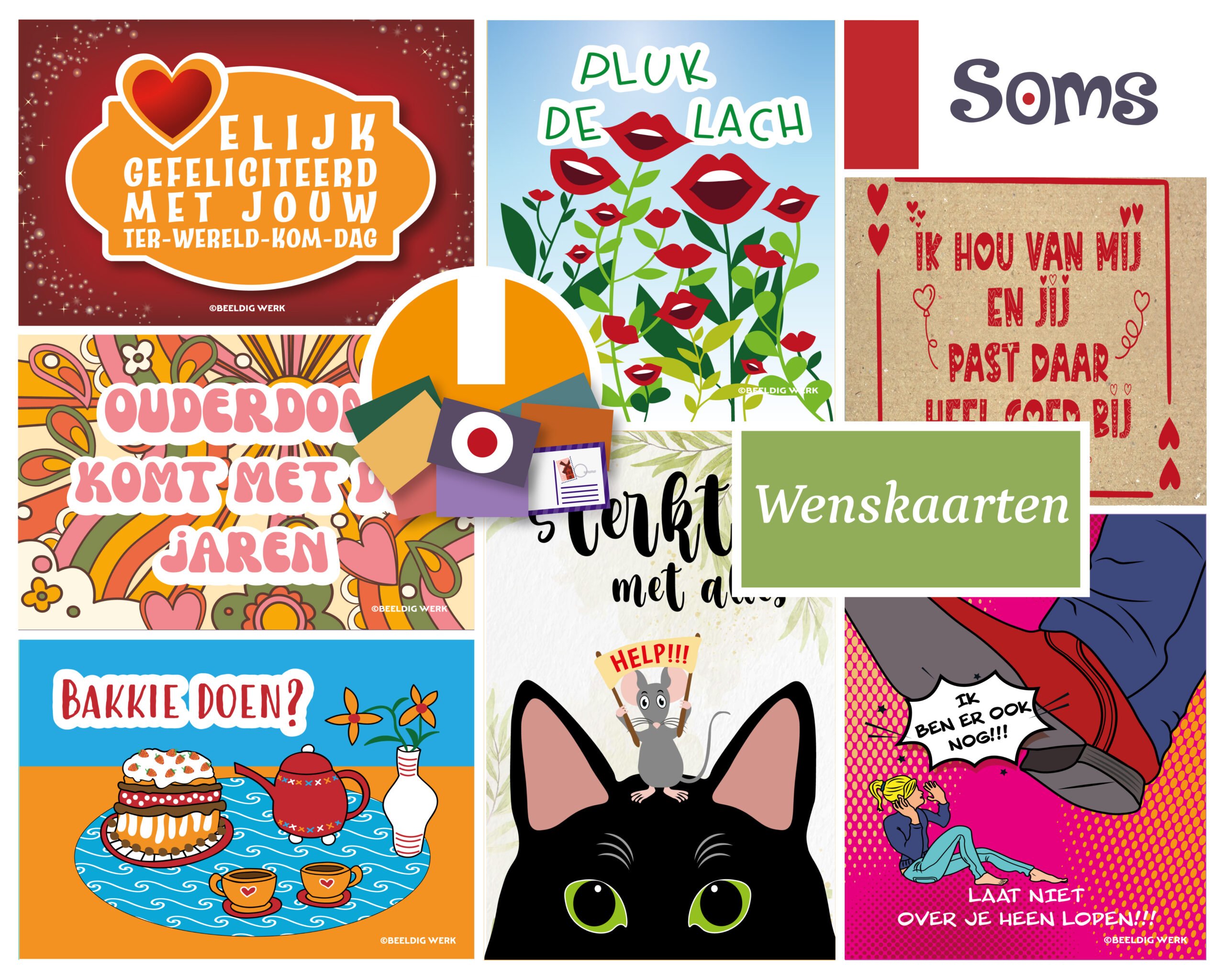 Een compilatie van de wenskaarten van Beeldig werk.